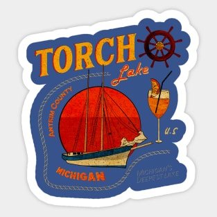 Torch Lake Boat Distressed Sticker